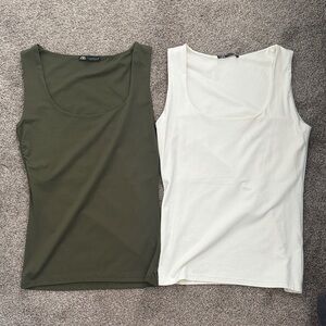 Zara Olive and Cream Tank Tops